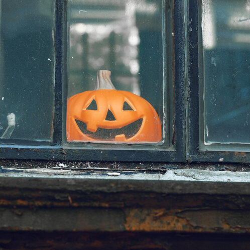 Halloween pumpkin in the window