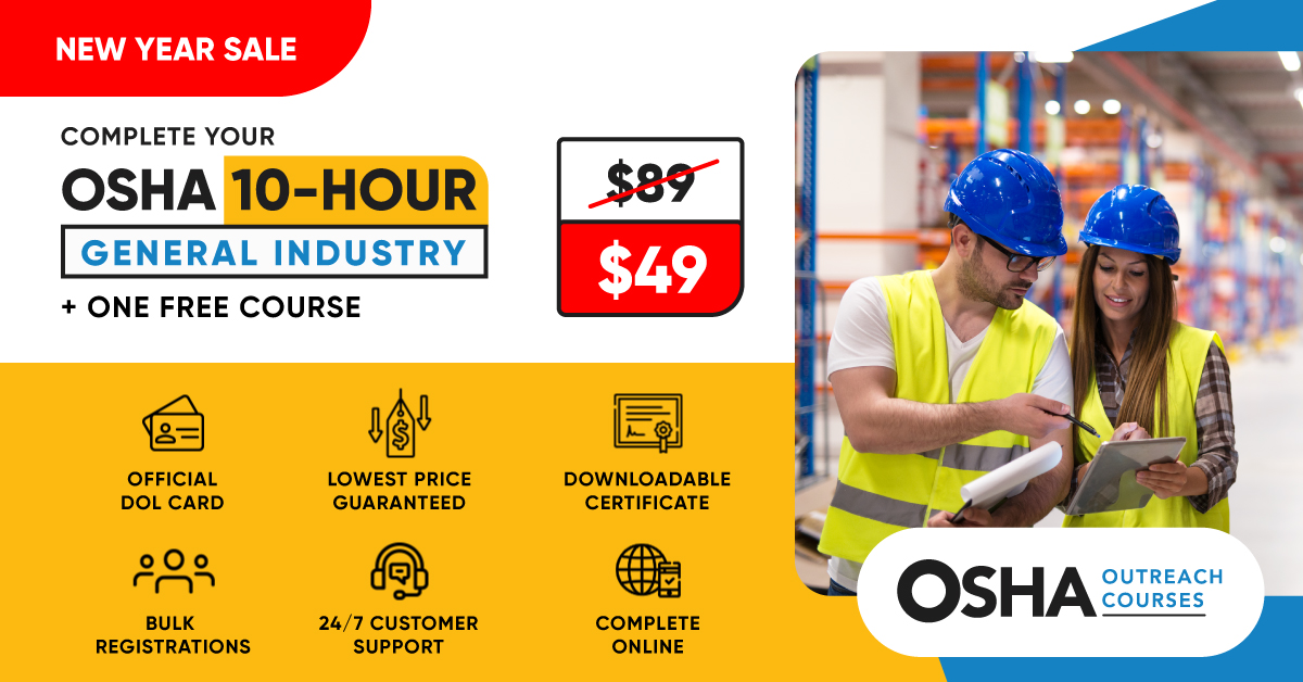 Osha 10 Hour General Industry With Free Course Osha Outreach Courses 0284